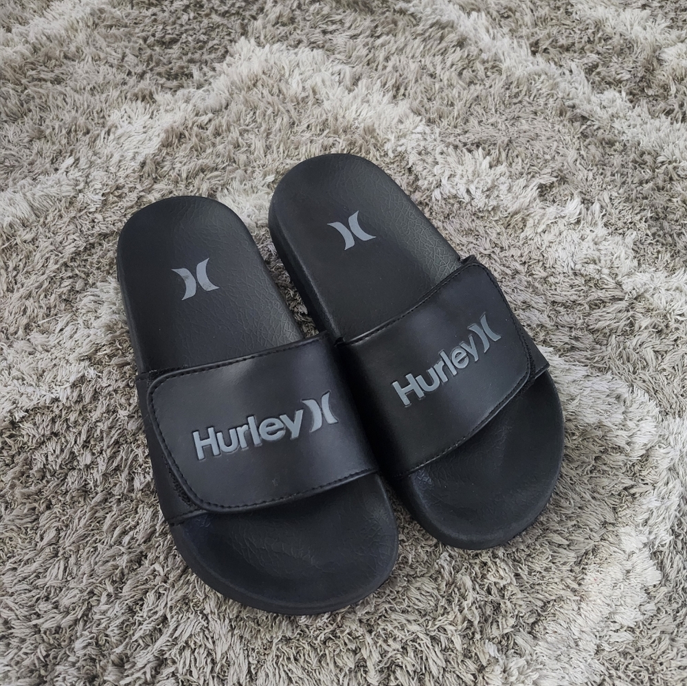 Kids Hurley Black Slide Sandals Size 13
